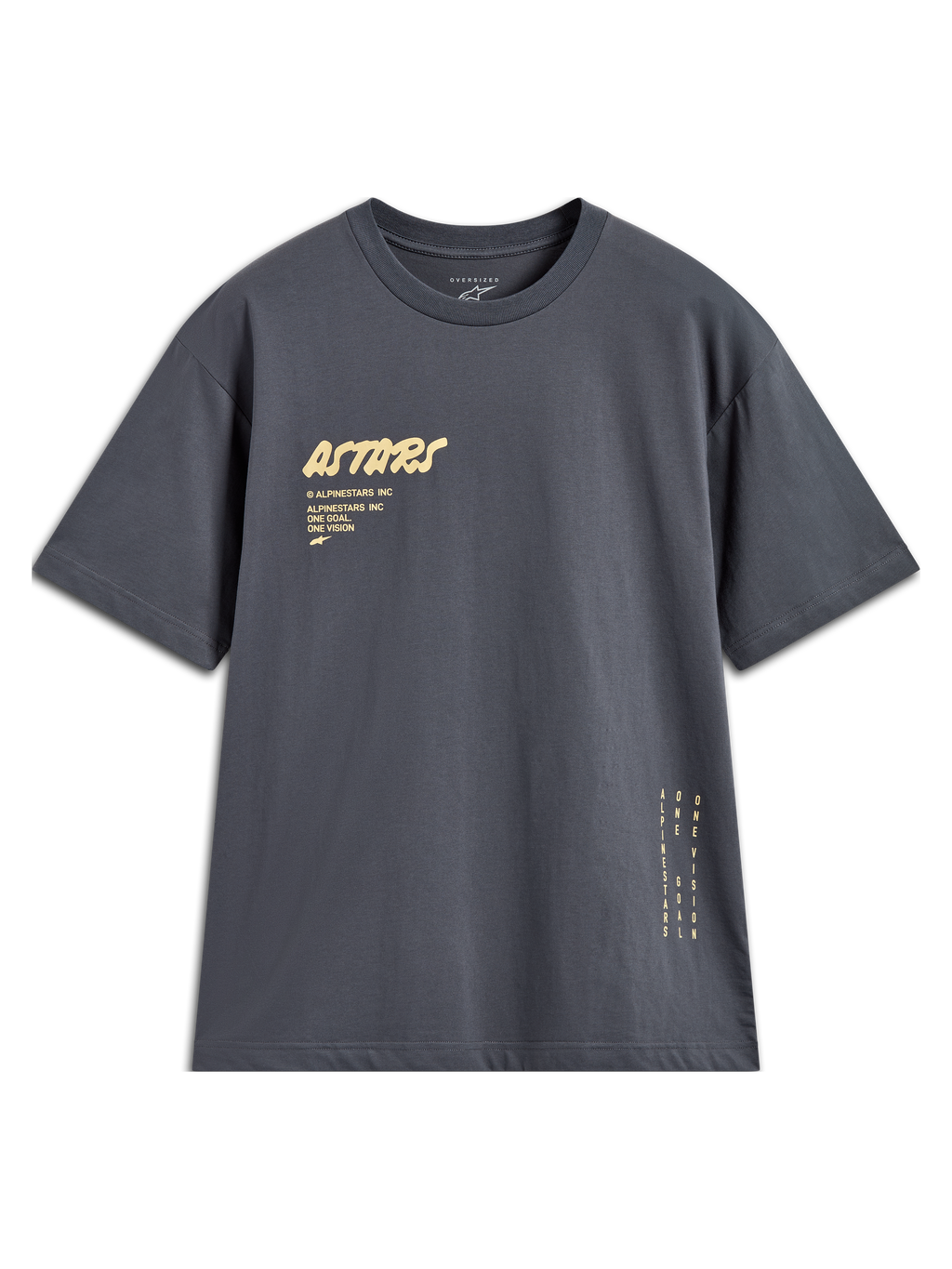 Alpinestars Chalk Oversized CSF T-shirt, grå kortærmet t-shirt med Astars-logo og lodret branding på siden.