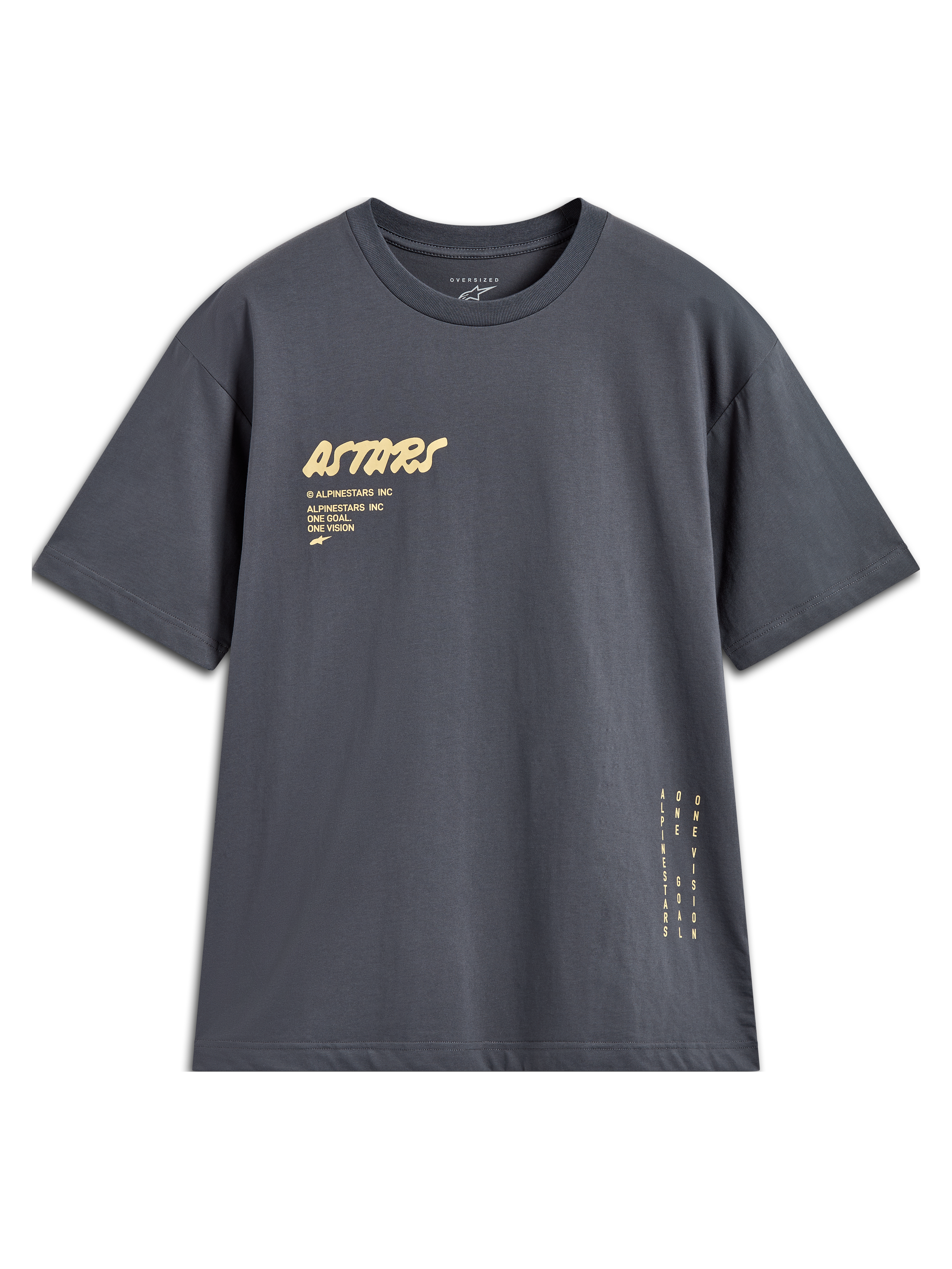 Alpinestars Chalk Oversized CSF T-shirt, grå kortærmet t-shirt med Astars-logo og lodret branding på siden.