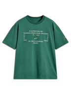 Alpinestars Infinity Oversized CSF Tee, grøn kortærmet t-shirt med hvid teknisk grafik og Astars-logo på ærmet.