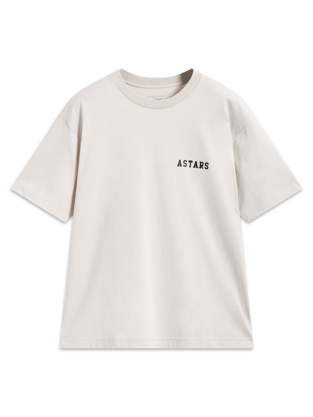 Alpinestars Latitude Oversized CSF Tee, sand beige kortærmet t-shirt med sort Astars-logo på brystet, motorsport-streetwear