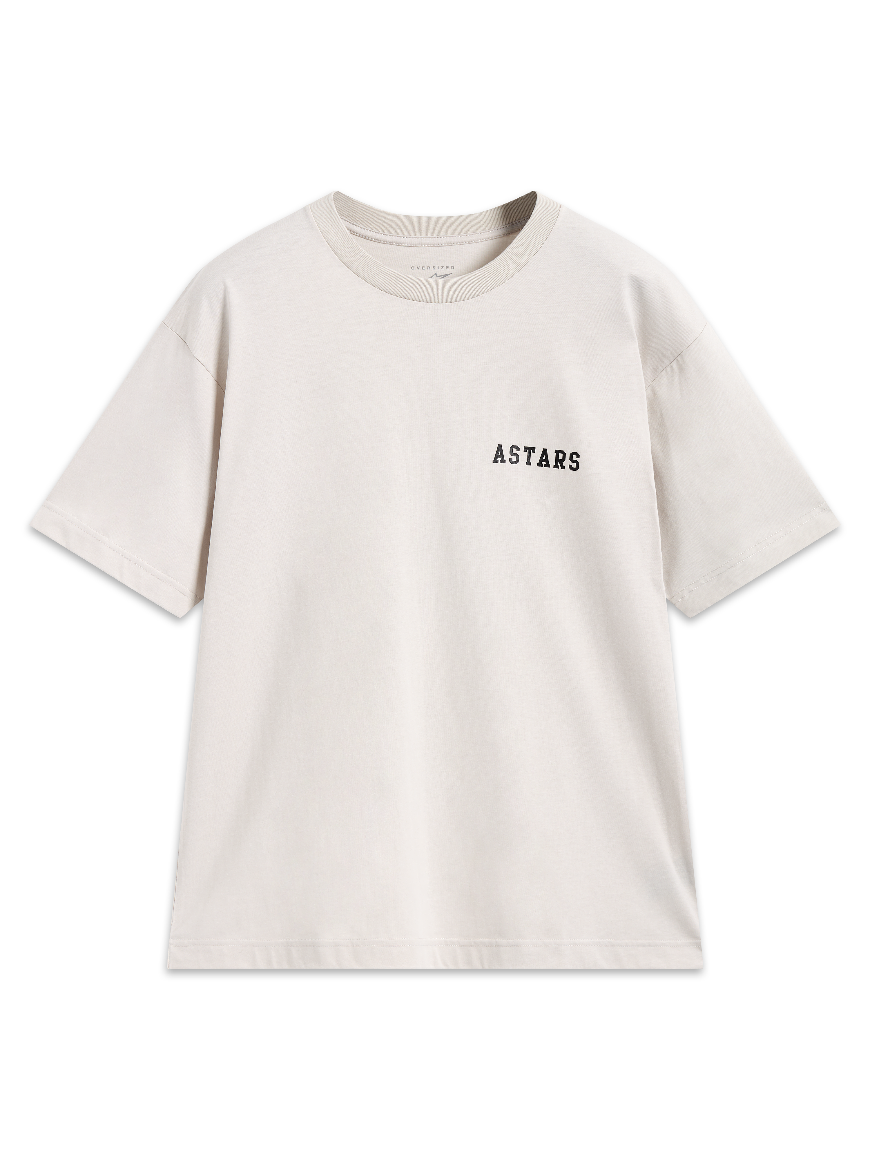 Alpinestars Latitude Oversized CSF Tee, sand beige kortærmet t-shirt med sort Astars-logo på brystet, motorsport-streetwear