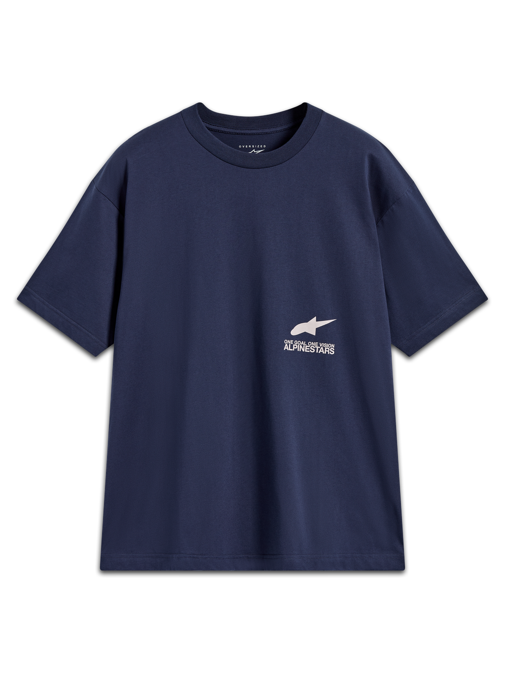Alpinestars Institute Oversized SS CSF Tee, mørkeblå kortærmet t-shirt med hvidt Astar-logo og tekst