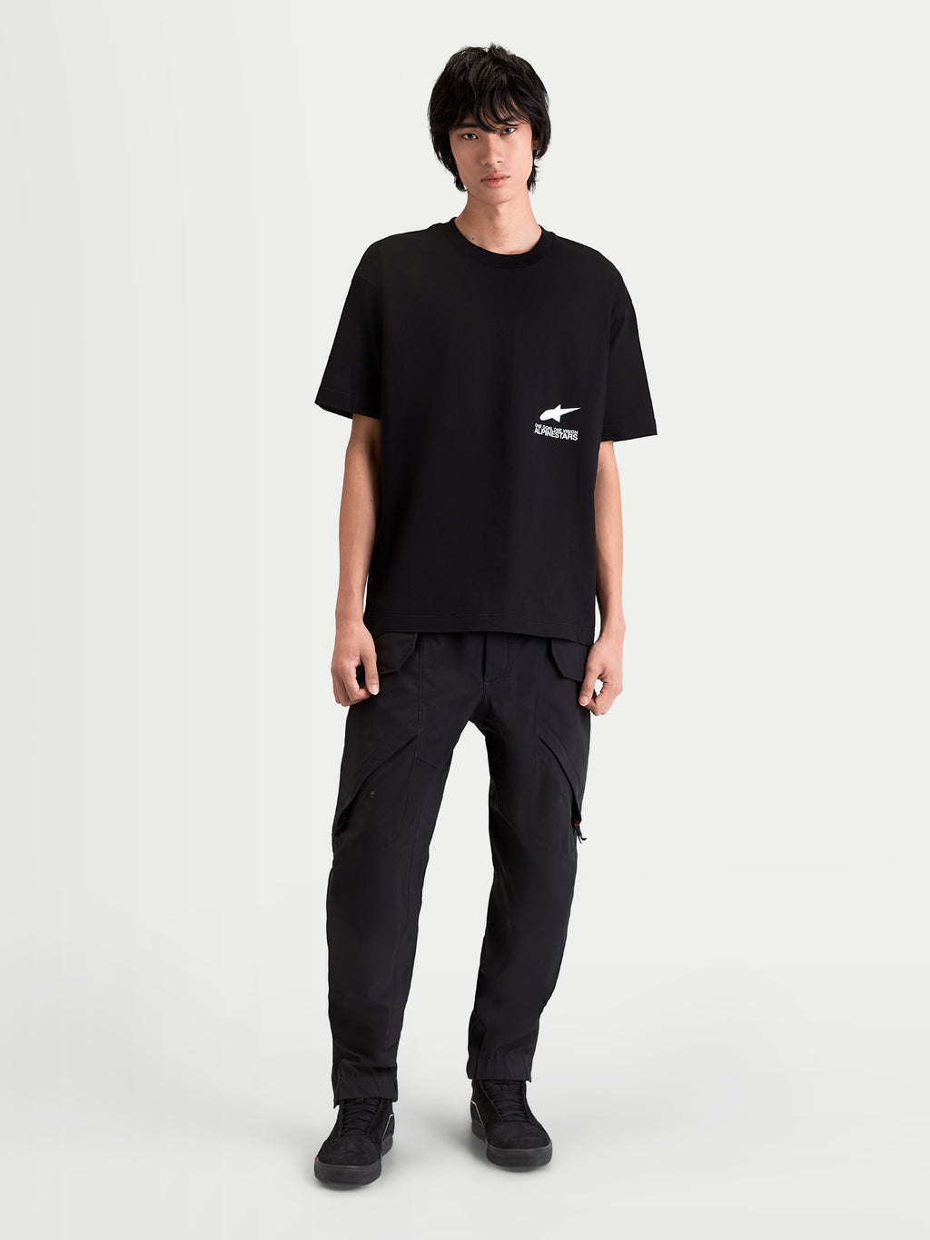 Alpinestars Institute Oversized CSF Tee, Men's Short Sleeve Sportswear T-shirt, Black with White Logo Graphic, Relaxed Oversized Fit, Cotton-Poly Blend, Everyday Casual Lifestyle Apparel