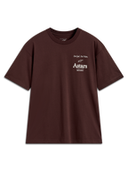 Alpinestars Post Oversized CSF T-shirt, mørkebrun kortærmet trøje med hvid Astars-logografik på brystet.