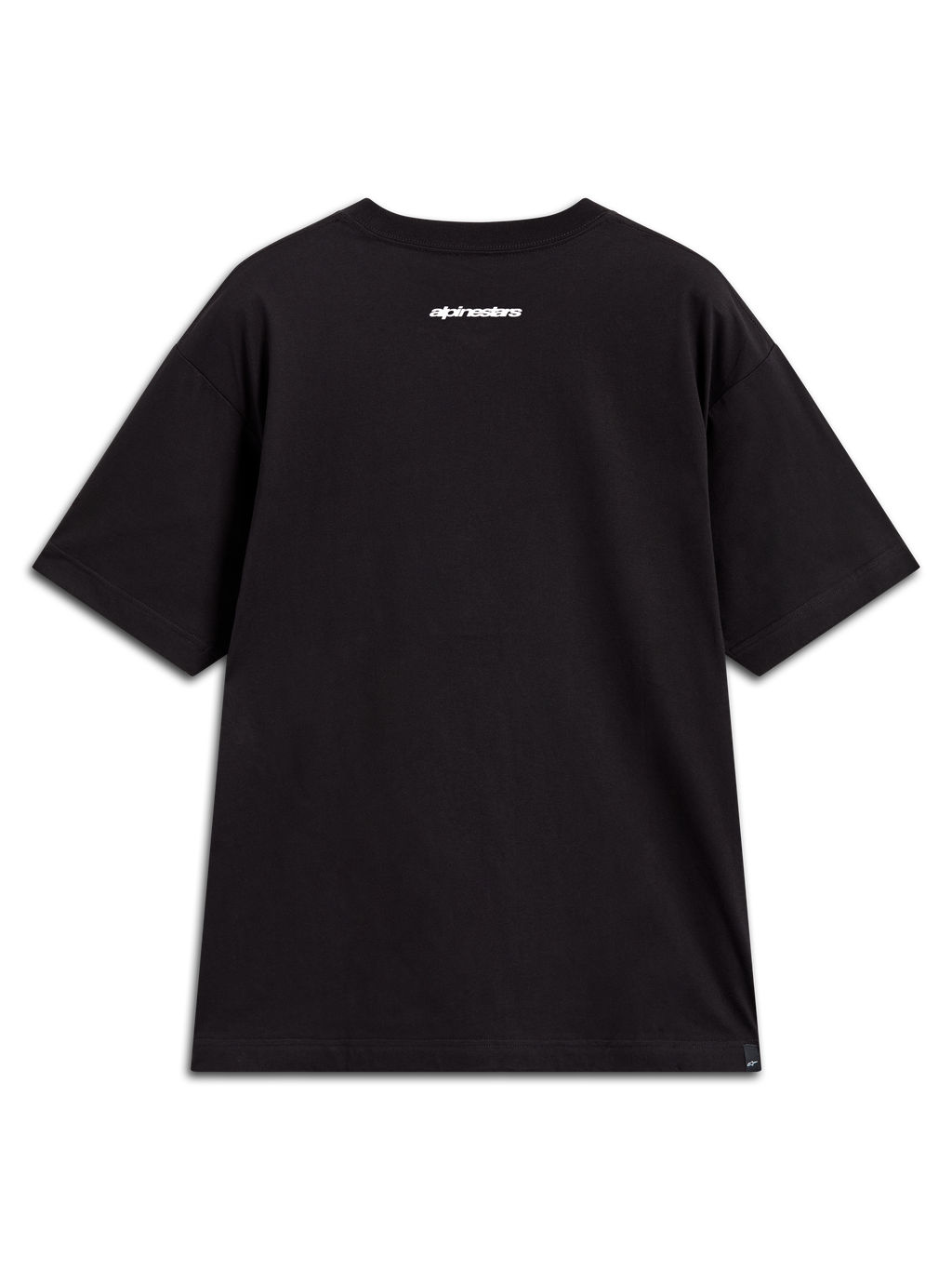 Alpinestars Prelude Oversized CSF Tee, sort kortærmet t-shirt set bagfra med hvidt ordmærke, afslappet sportstøj.