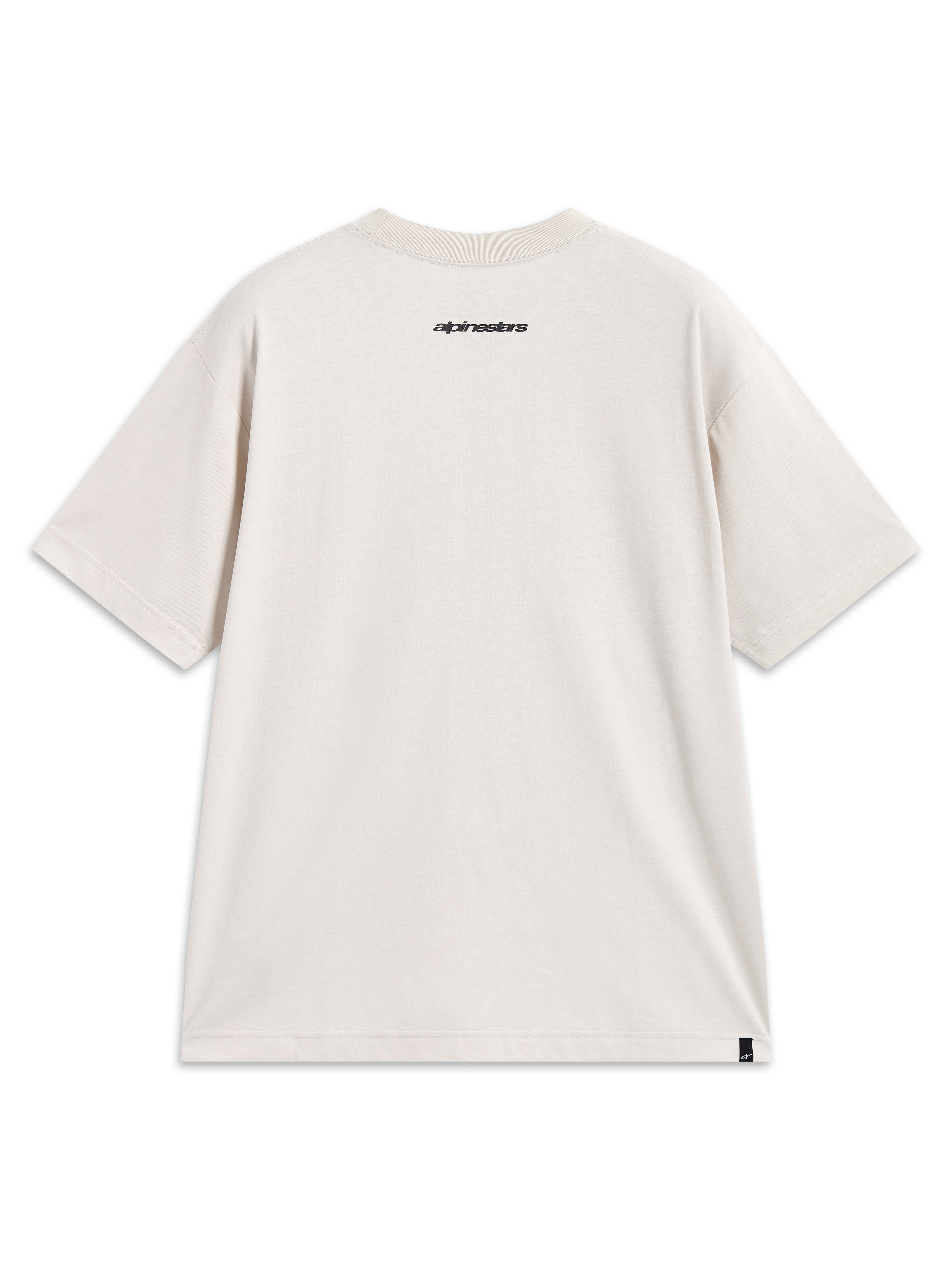 Alpinestars Prelude Oversized CSF Tee, short sleeve sand sportswear t-shirt, back view with black logo graphic on the neck.