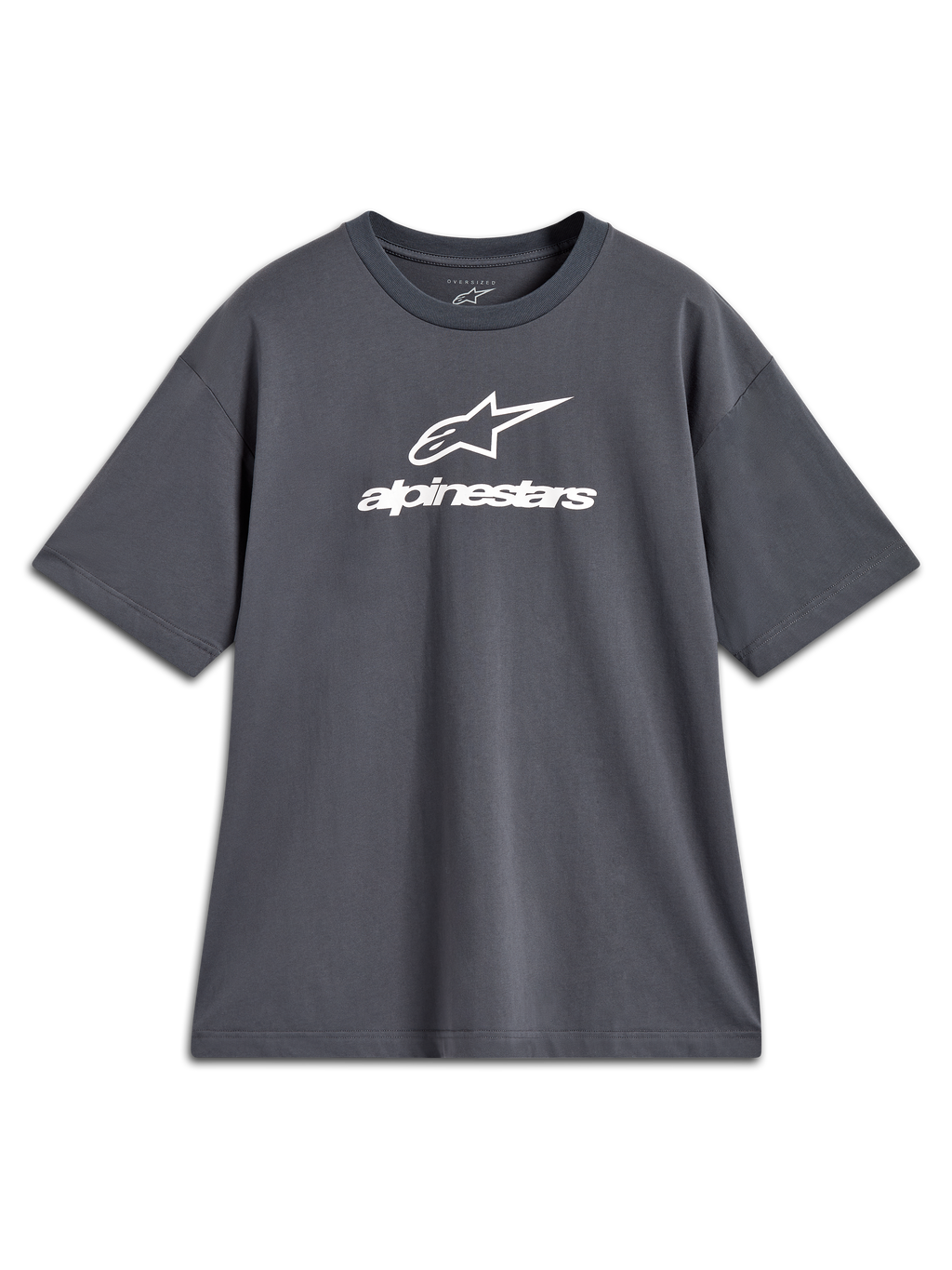 Alpinestars Prelude Oversized CSF Tee, charcoal gray relaxed fit sportswear t-shirt with white chest logo graphic.