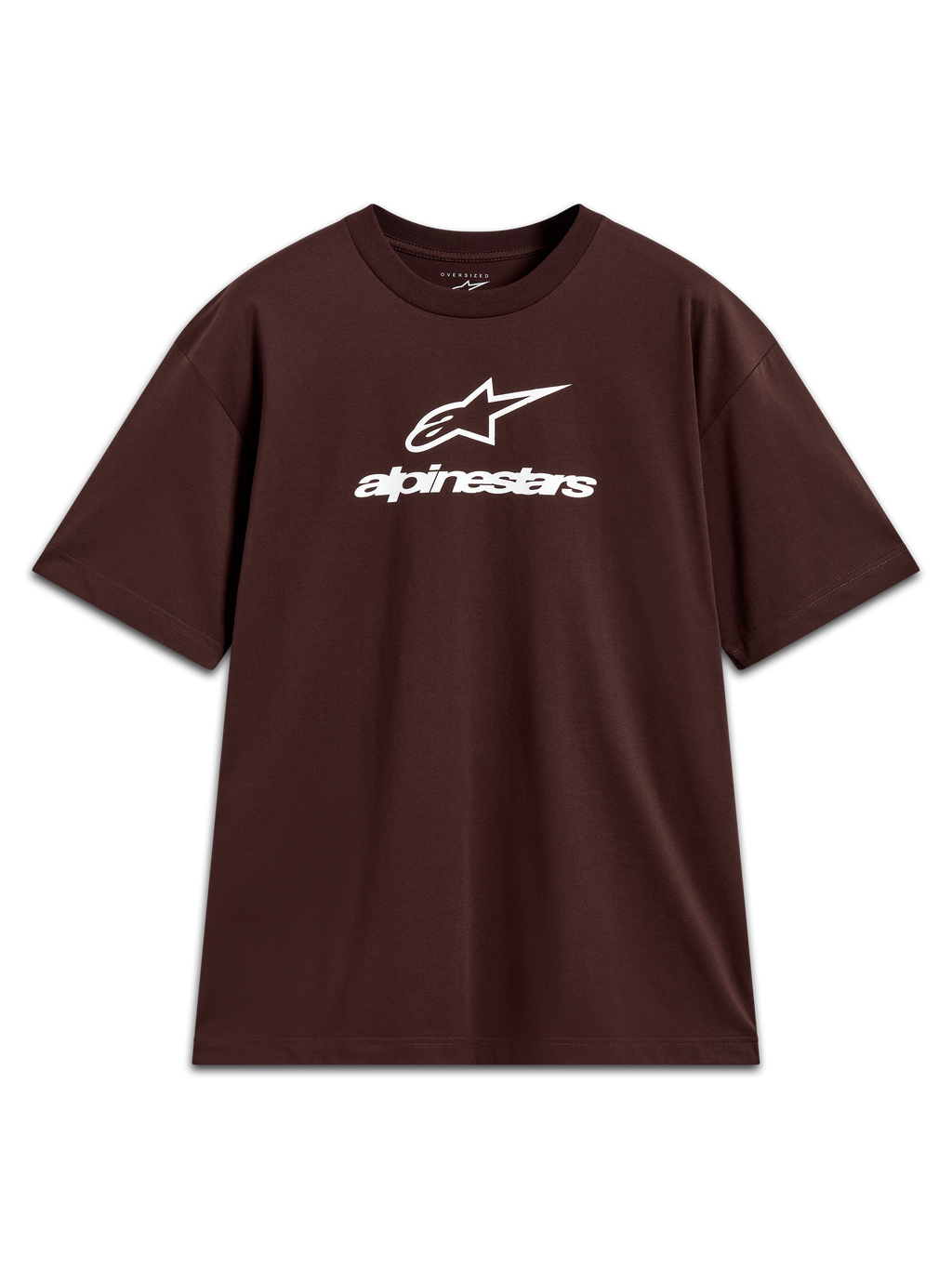 Alpinestars Prelude Oversized CSF Tee, brown short sleeve sportswear with white stacked logo on the chest.