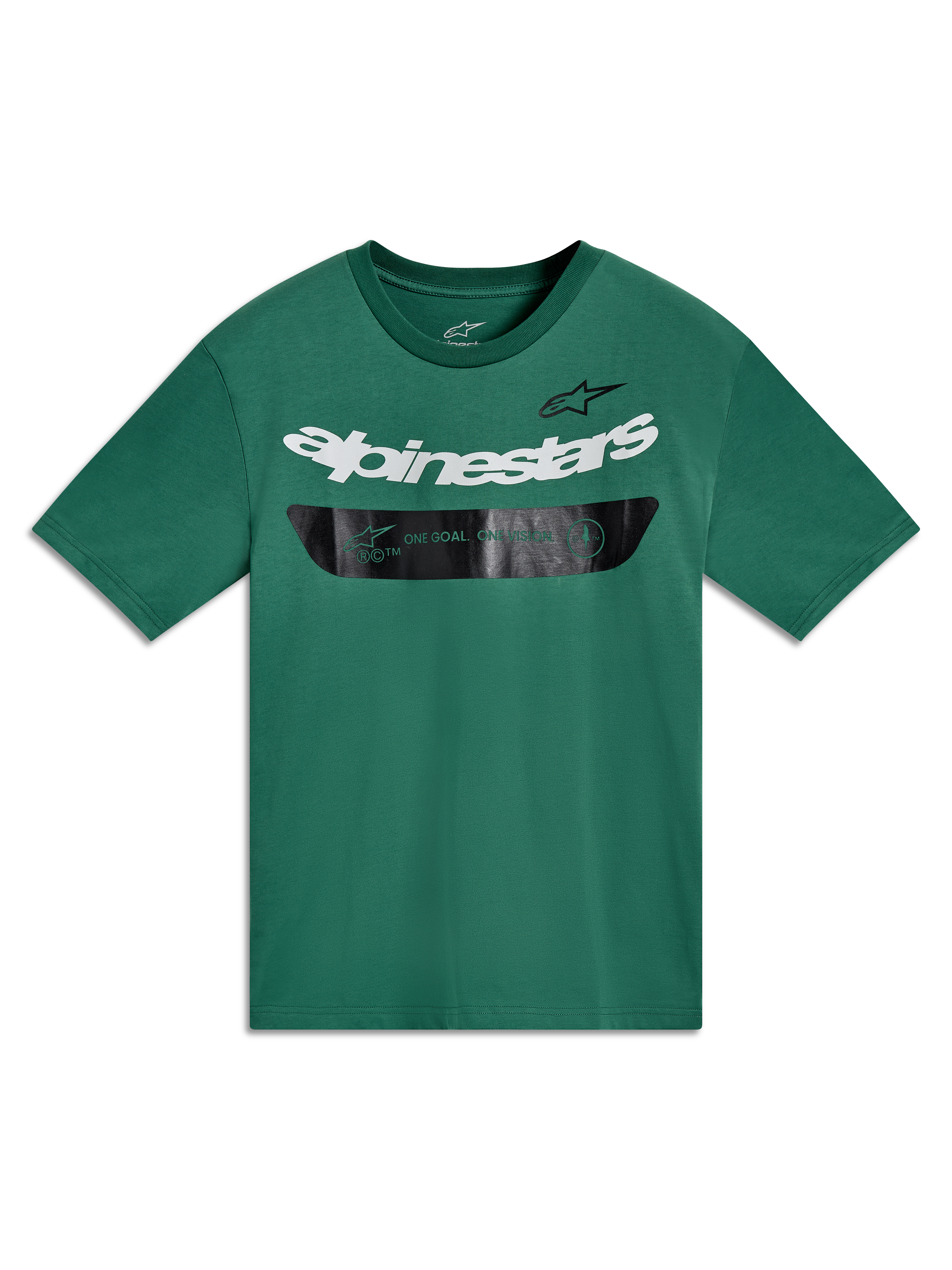Alpinestars Singular CSF Tee, Green short sleeve sportswear t-shirt with white curved wordmark and black chest graphic.