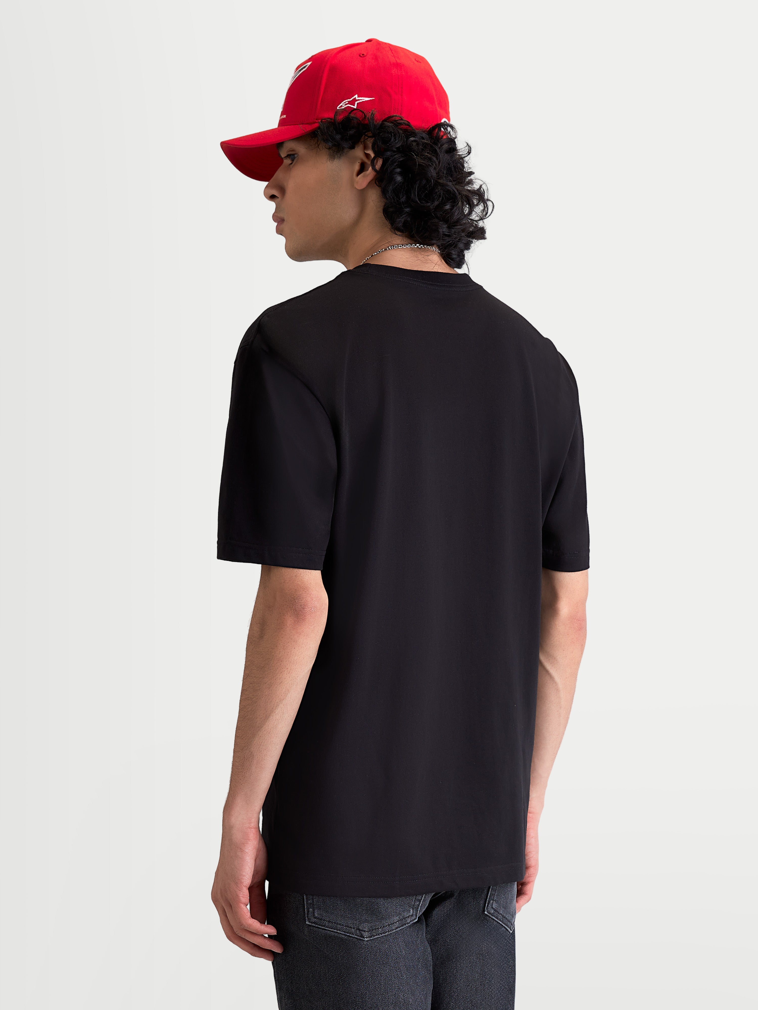Alpinestars Elliptogrit CSF t-shirt, kortærmet sportstøj t-shirt, sort, bomulds-polyesterblanding, set bagfra på model.