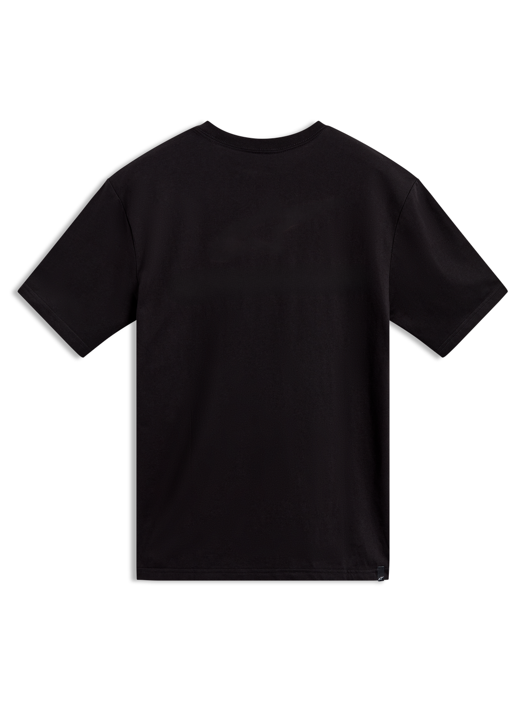 Alpinestars P1 CSF Tee, black short-sleeve sportswear t-shirt for men and women, plain back view, cotton-poly blend.
