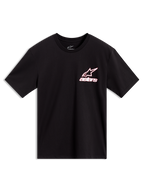 Alpinestars Lineout CSF Tee, sort kortærmet t-shirt med hvidt og rødt Astars-logo på brystet, afslappet sportstøj.