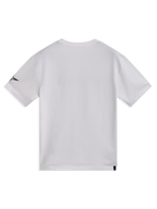 Alpinestars Race Wordmark CSF T-shirt, hvid kortærmet trøje set bagfra med sort Ageless-logo på ærmet, sportstøj.