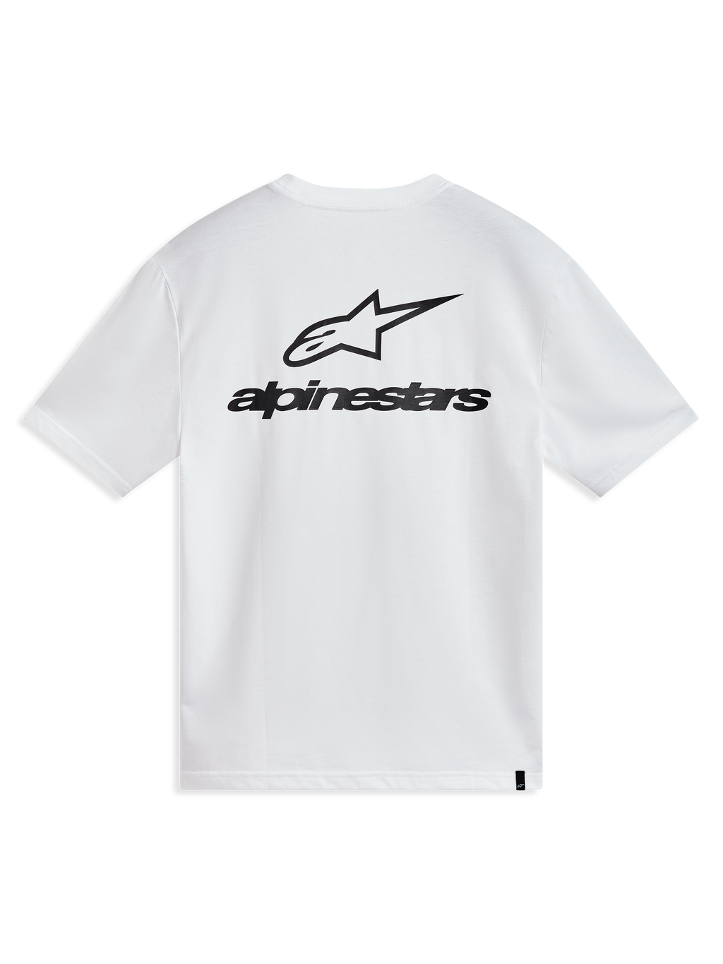 Alpinestars Combo Back CSF Tee, hvid kortærmet t-shirt set bagfra med stort sort Astars logo, afslappet motorsport streetwear