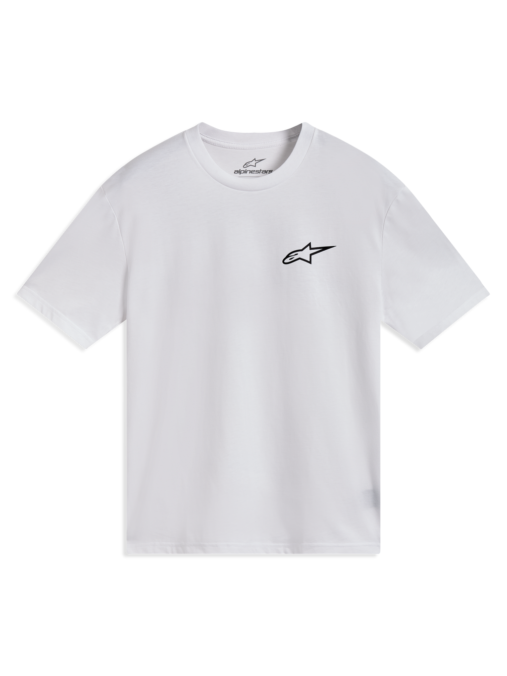 Alpinestars Combo Back CSF Tee, hvid kortærmet T-shirt med sort Astars logo på brystet, afslappet motorsport sportstøj
