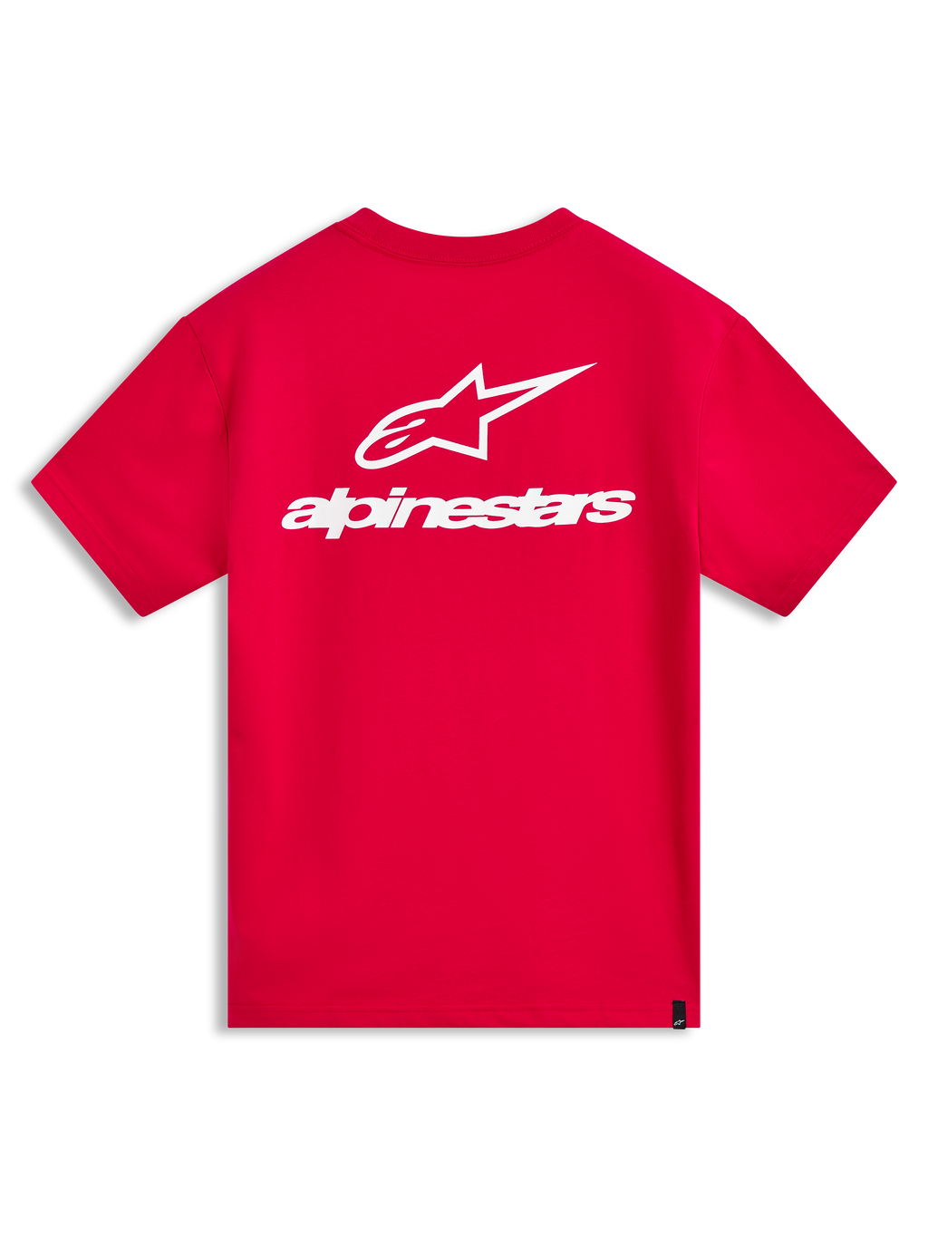 Alpinestars Combo Back CSF Tee, rød kortærmet t-shirt med stort hvidt logo på ryggen, afslappet motorsport sportstøj