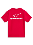 Alpinestars Combo Back CSF Tee, rød kortærmet t-shirt med stort hvidt logo på ryggen, afslappet motorsport sportstøj