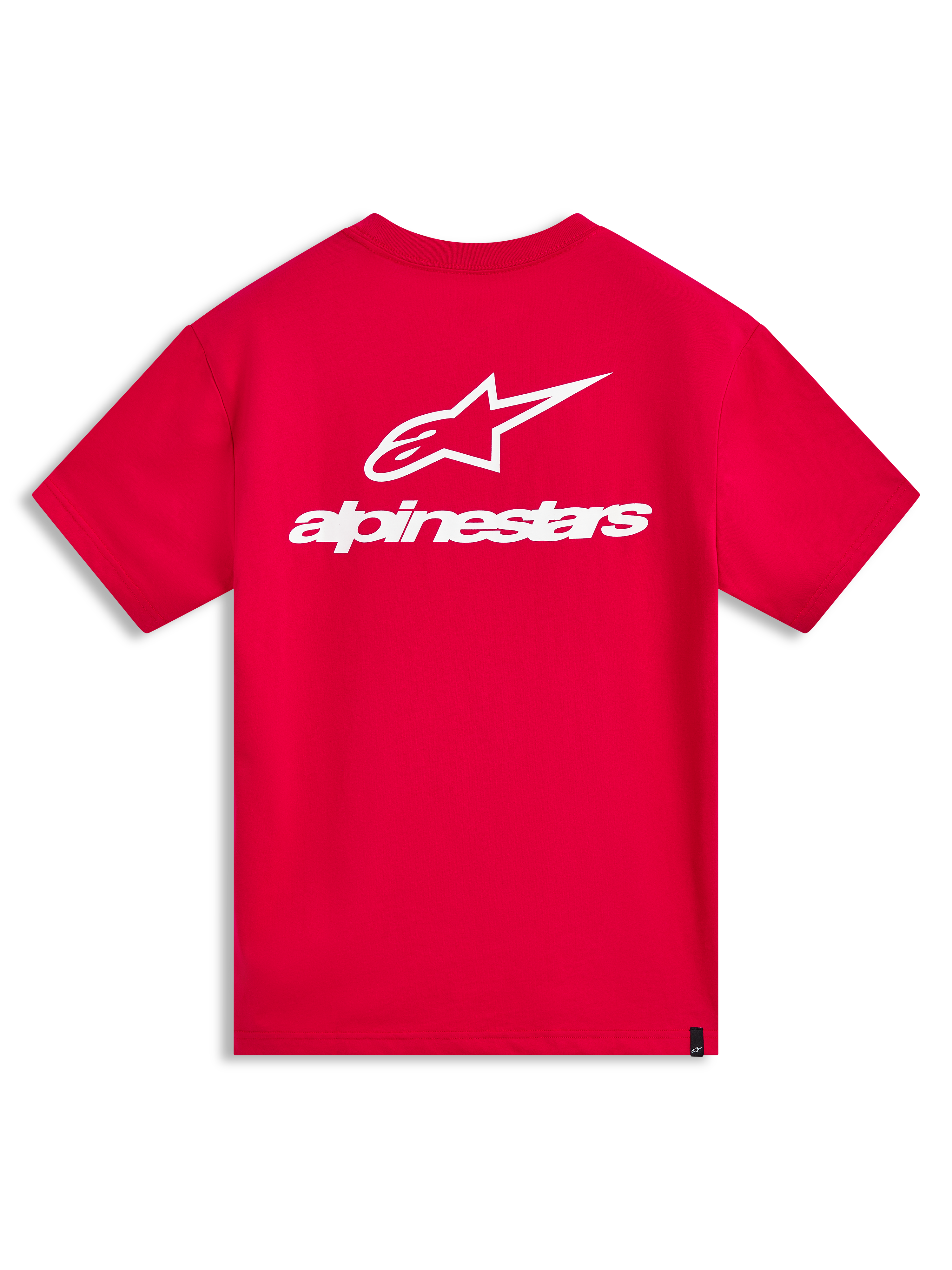 Alpinestars Combo Back CSF Tee, rød kortærmet t-shirt med stort hvidt logo på ryggen, afslappet motorsport sportstøj
