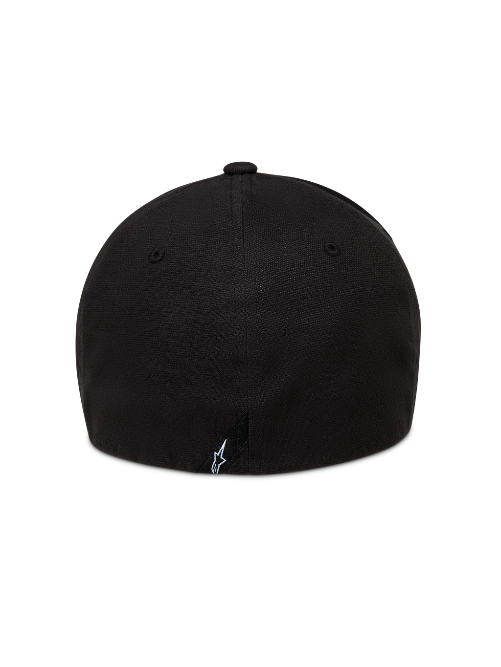 Alpinestars County Canvas kasket, sort, set bagfra med struktureret krone og flex back, lille hvidt broderet logo bagpå, afslappet motorsport sportstøj