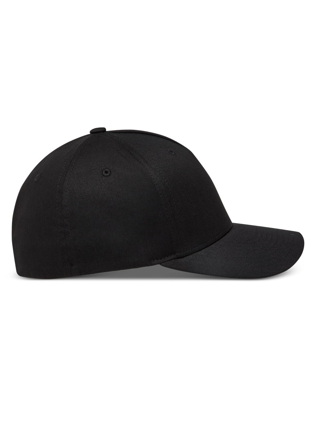 Alpinestars Maze Hat, sort kasket med buet skygge, struktureret krone og flex back i twill, set fra siden