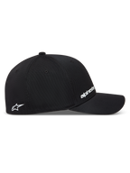Alpinestars Points kasket, sort baseball cap i nylon tactel med hvide logoer og flex back-pasform.