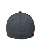 Alpinestars Points Hat, mørkegrå sportskasket med flex-back set bagfra, fremstillet i nylon tactel med et rødt logo på bagsiden.