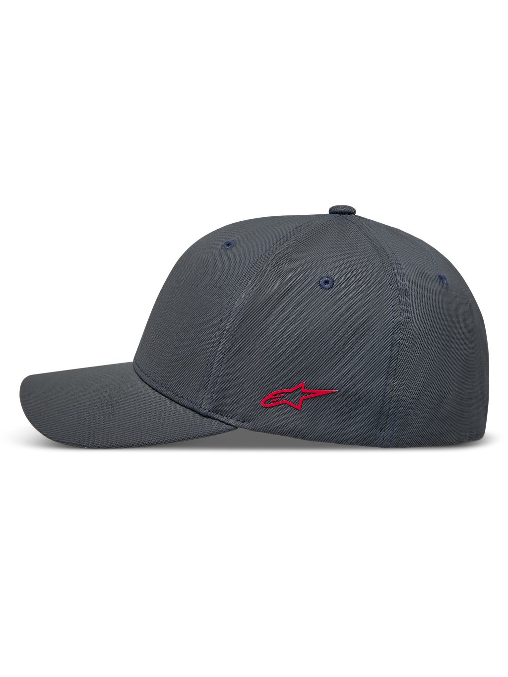 Alpinestars Points kasket, mørkegrå kasket med rødt Astars-logo på siden, fremstillet i nylon tactel med flex back design.