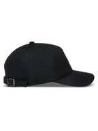 Alpinestars Explorer Strapback kasket, sort sportstøjskasket i twill med struktureret krone, buet skygge og metalspænde.