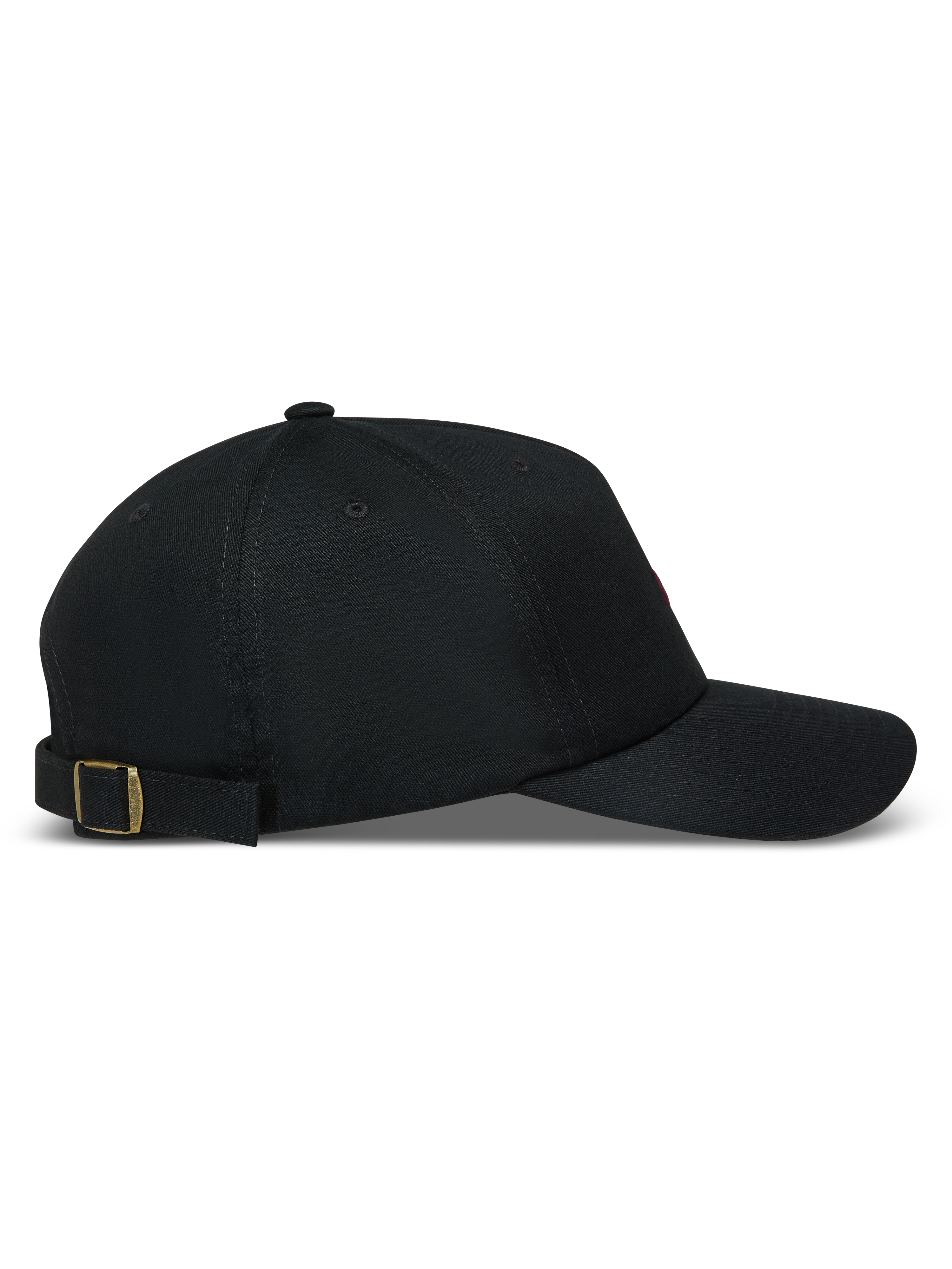 Alpinestars Explorer Strapback kasket, sort sportstøjskasket i twill med struktureret krone, buet skygge og metalspænde.