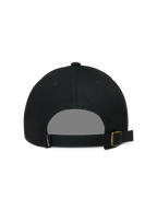 Alpinestars Explorer Strapback Hat, sort sportskasket set bagfra med justerbar rem og guldspænde.