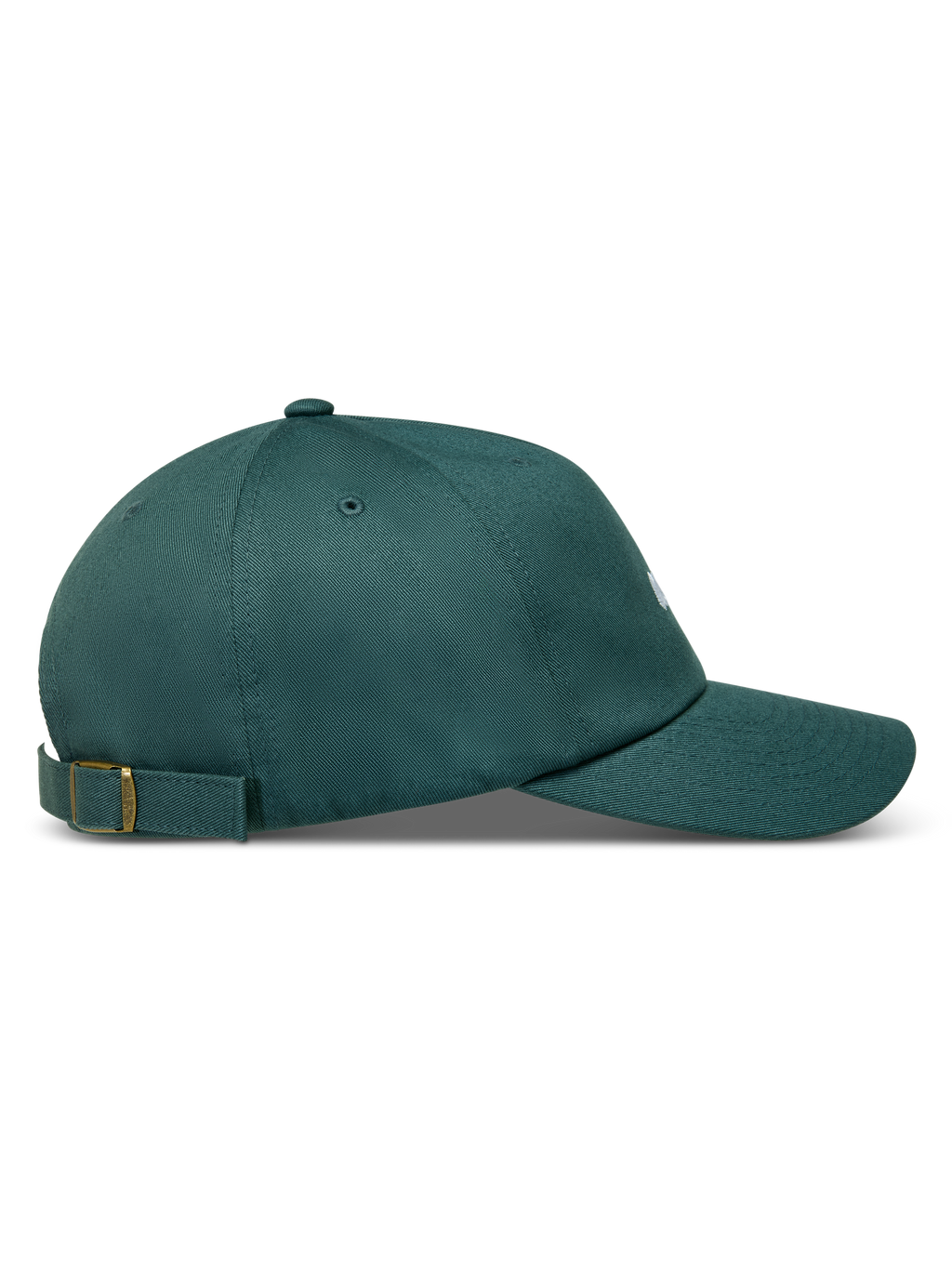Alpinestars Explorer Strapback kasket, grøn kasket set fra siden med buet skygge og justerbar rem med metalspænde.