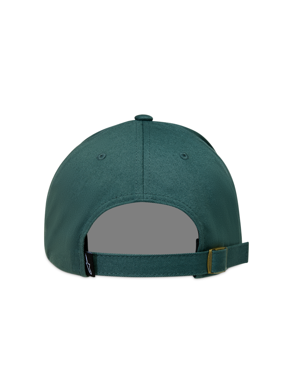 Alpinestars Explorer Strapback Hat, grøn kasket i twill-stof set bagfra med justerbar rem og lille logo-tag.