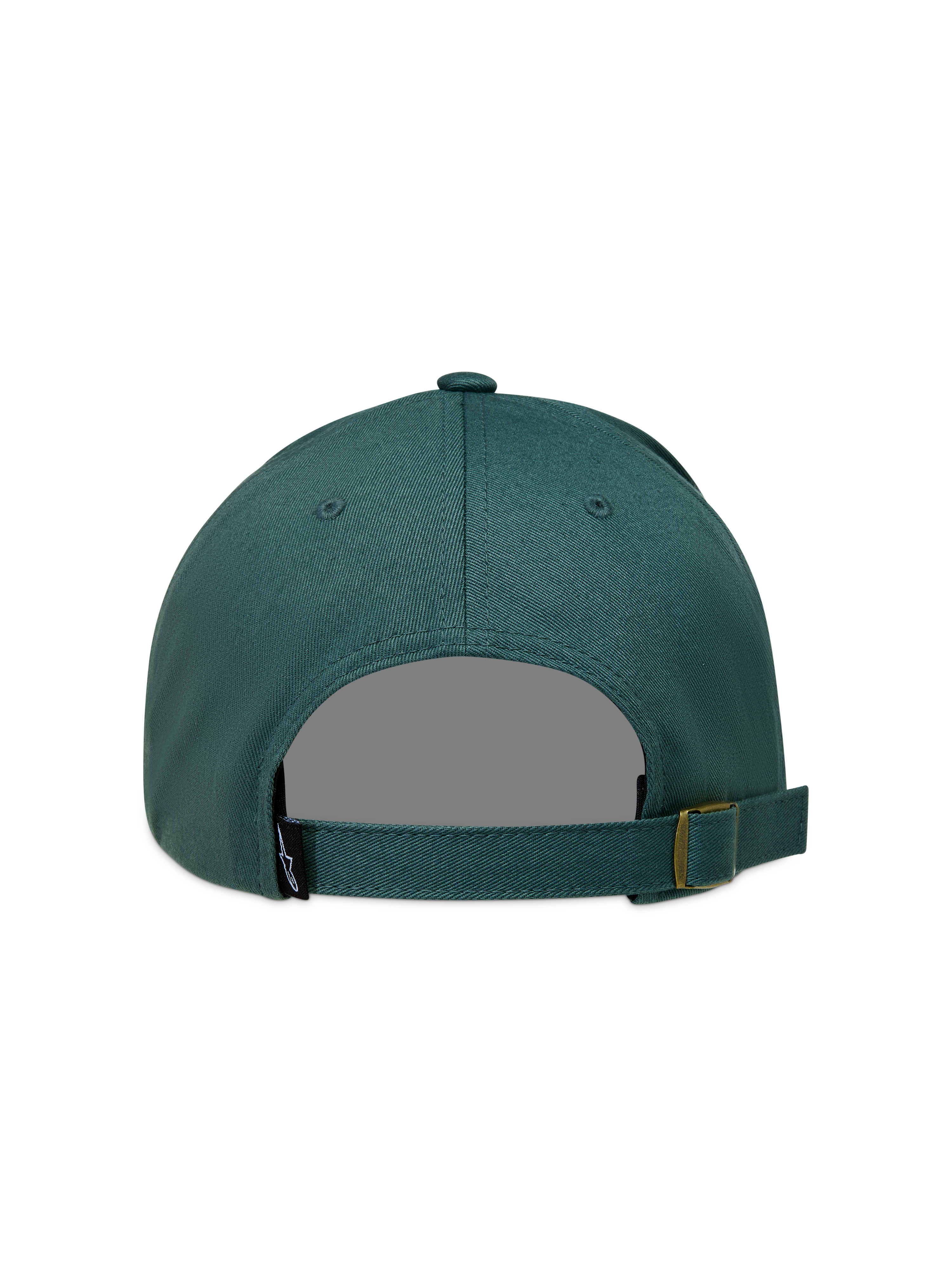 Alpinestars Explorer Strapback Hat, grøn kasket i twill-stof set bagfra med justerbar rem og lille logo-tag.