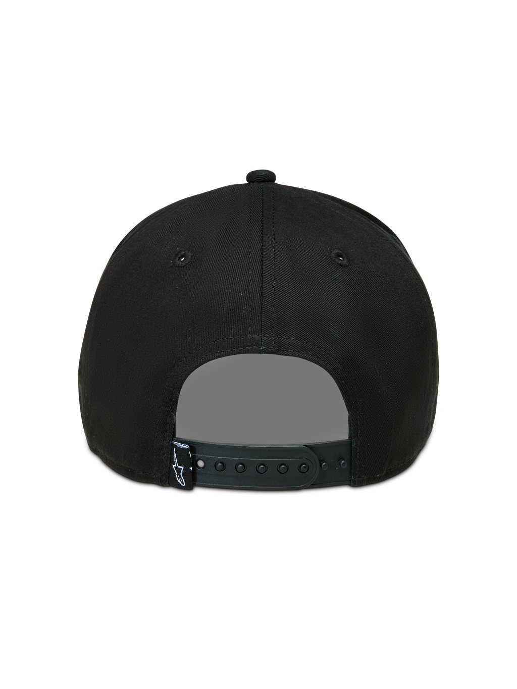 Alpinestars Acme Snapback Hat, sort kasket med justerbar snapback-lukning og lille logoetiket bagpå.