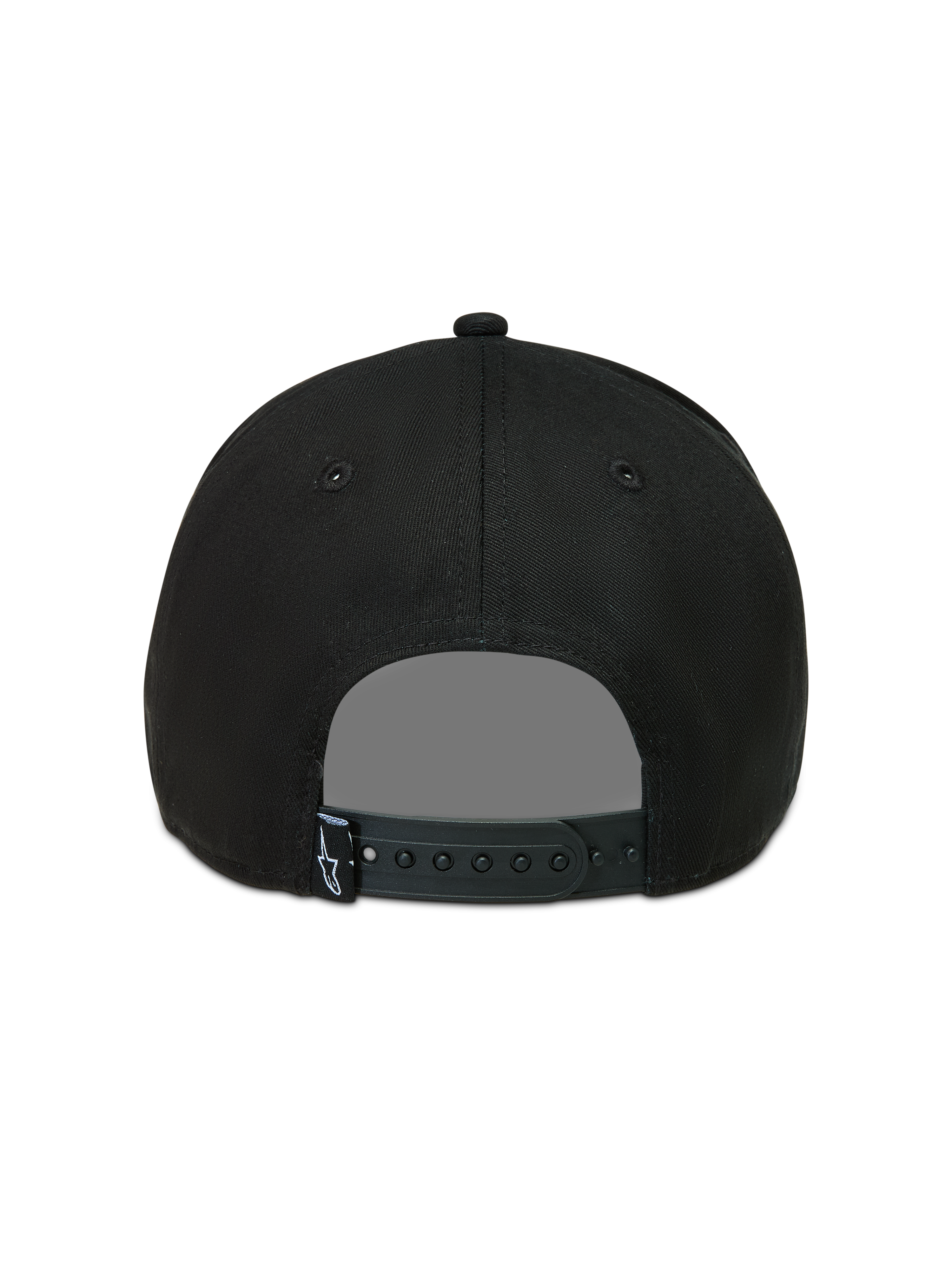 Alpinestars Acme Snapback Hat, sort kasket med justerbar snapback-lukning og lille logoetiket bagpå.