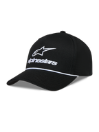 Alpinestars Combo Logo Snapback kasket, sort med hvidt broderet logo og buet skygge i twillstof.