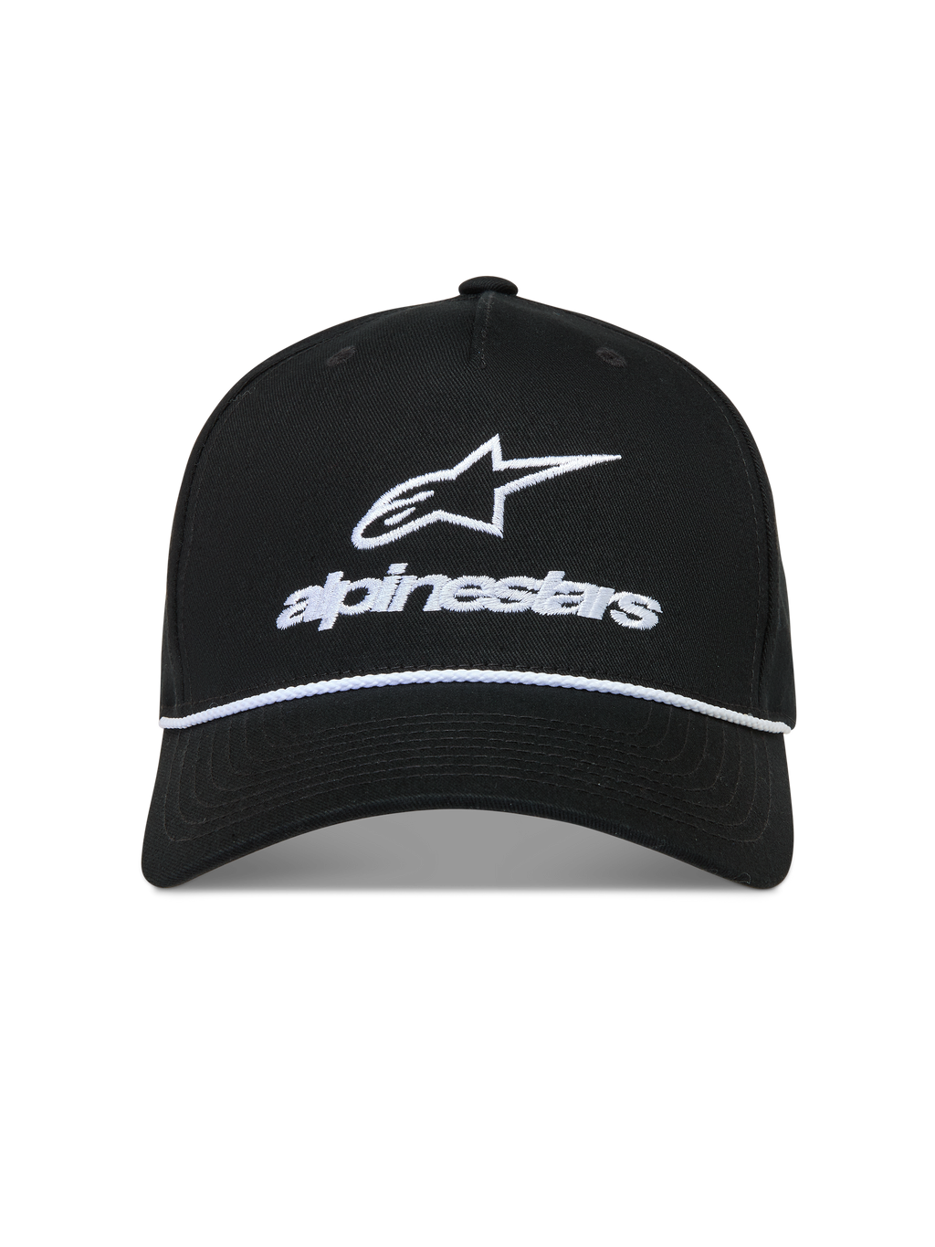 Alpinestars Combo Logo Snapback Hat, sort sportskasket med hvidt broderet Astars-logo og snore-detalje.