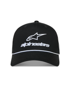 Alpinestars Combo Logo Snapback Hat, sort sportskasket med hvidt broderet Astars-logo og snore-detalje.