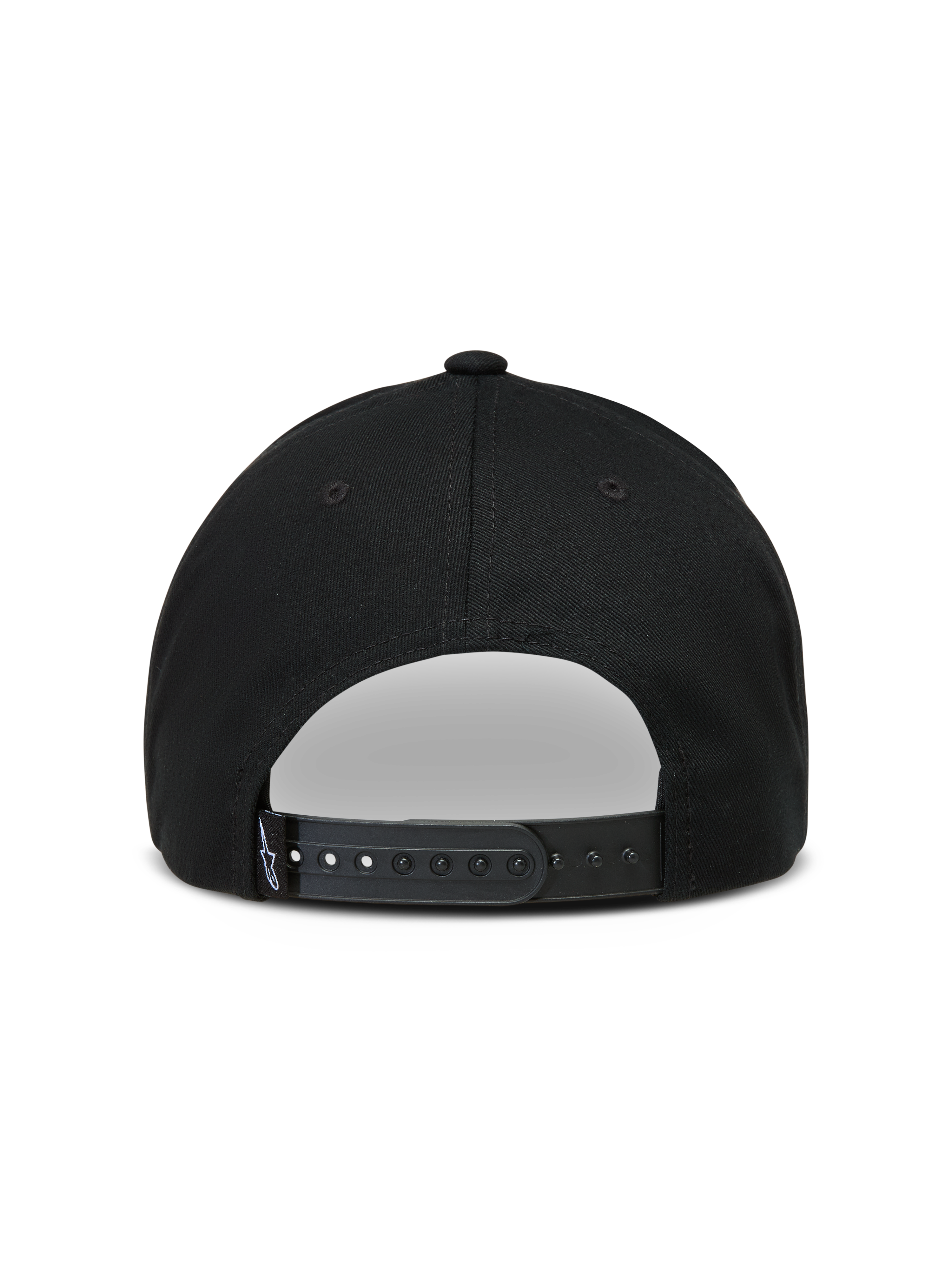 Alpinestars Combo Logo Snapback Hat, sort kasket set bagfra med justerbar snapback-lukning og vævet logomærke.