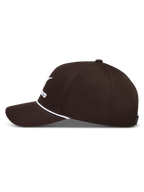 Alpinestars Combo Logo Snapback Hat in Brown, a structured twill sportswear cap with a curved bill and white embroidery.