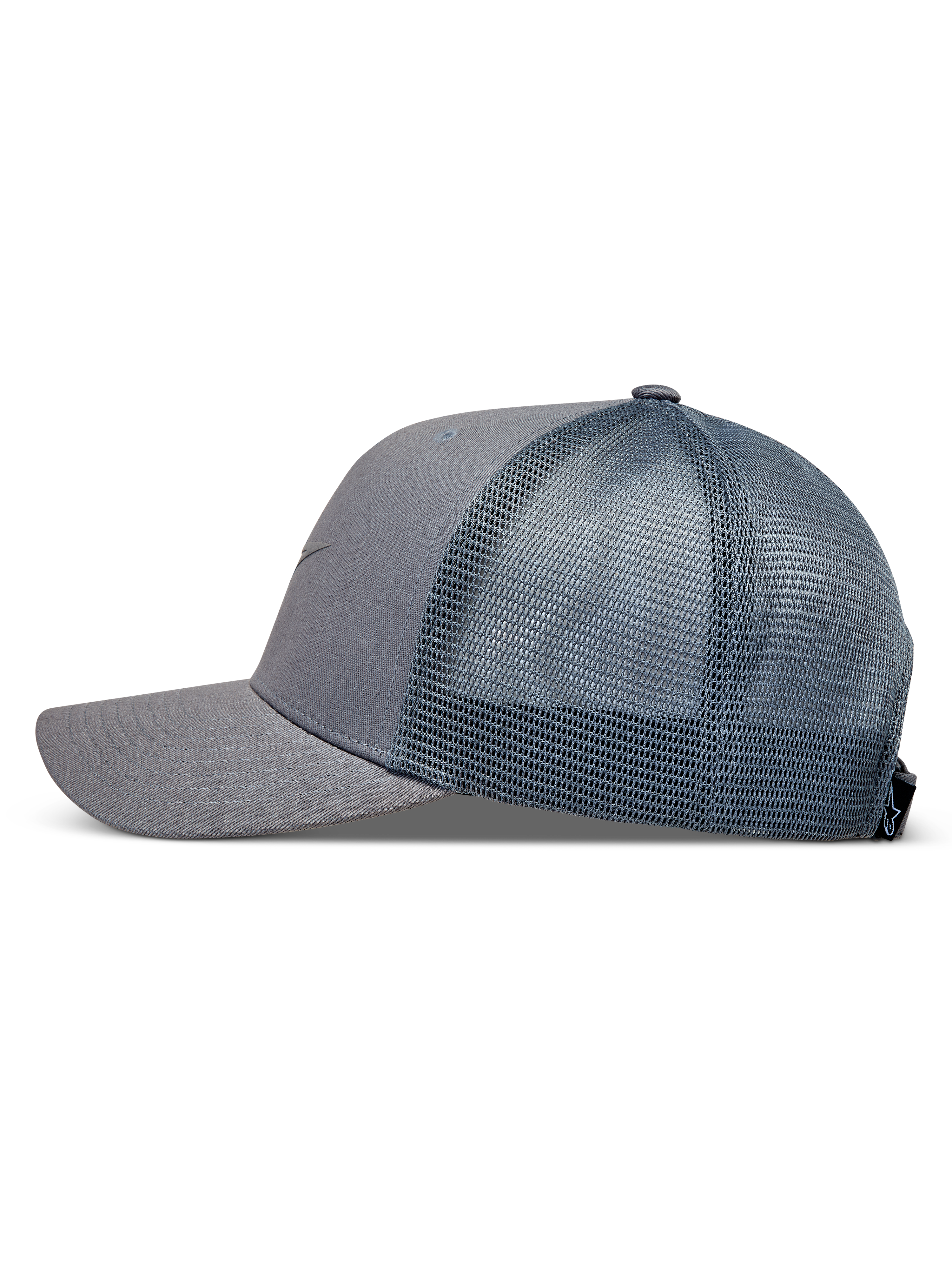 Alpinestars Augment trucker cap, grå sportskasket med twillfront, åndbar mesh-bagside og buet skygge.