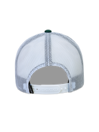Alpinestars Baron Trucker Hat, hvid og grøn trucker cap set bagfra med mesh-paneler og snapback-lukning.