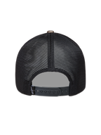 Alpinestars Thicket Realtree Trucker Hat, black mesh sportswear cap with an adjustable snapback closure, rear view.