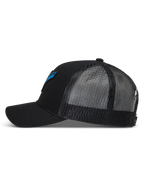 Alpinestars Meteorite Trucker Hat, black sportswear cap with breathable mesh back, curved bill, and structured crown.