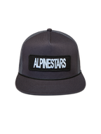 Alpinestars Ten Trucker cap, mørkegrå kasket med struktureret krone, flad skygge og broderet logopatch.