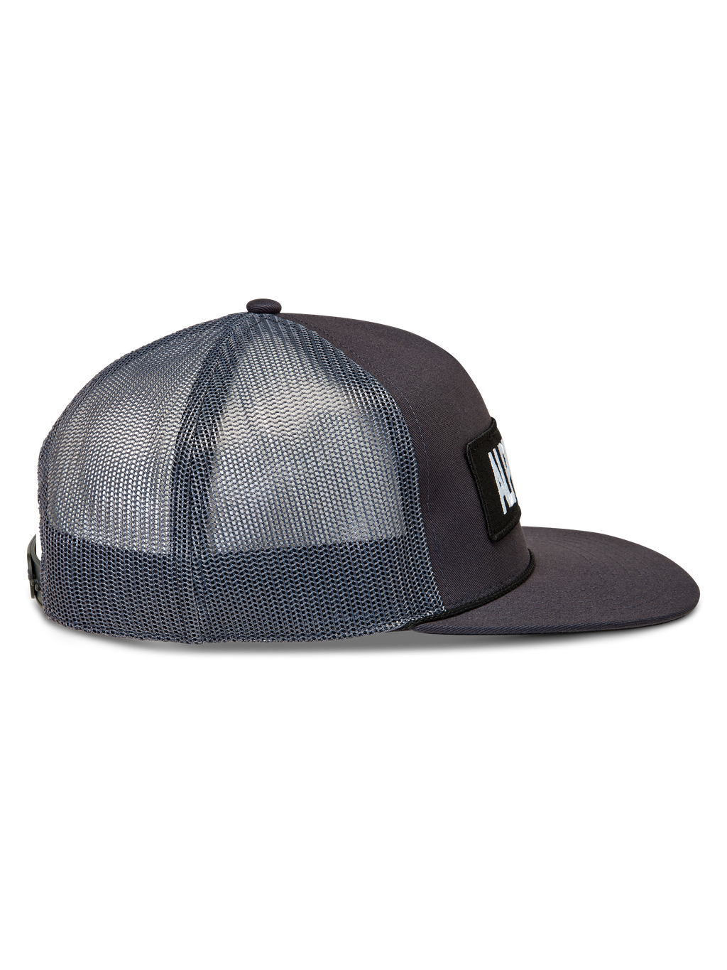 Alpinestars Ten Trucker Hat, mørkegrå trucker cap med åndbar mesh-bagside, flad skygge og struktureret krone, afslappet sportstøj.