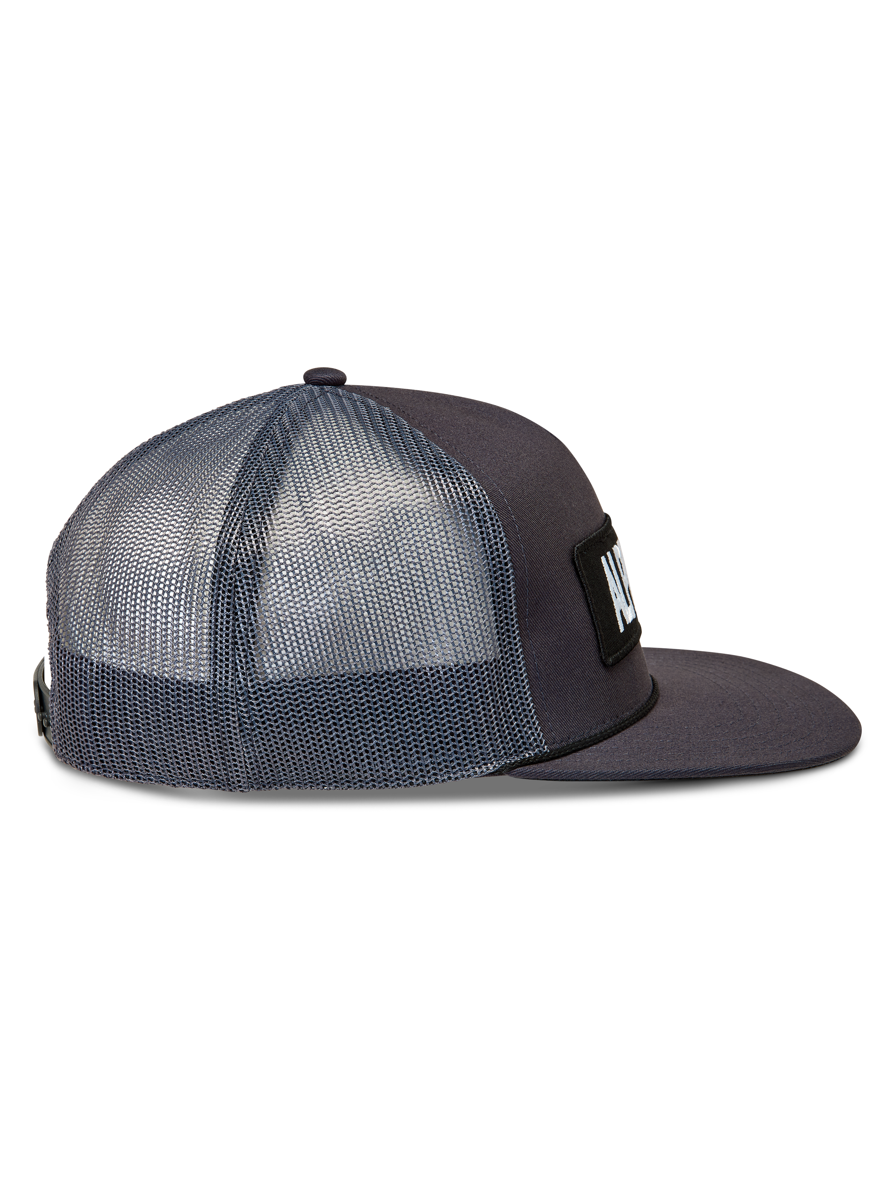 Alpinestars Ten Trucker Hat, mørkegrå trucker cap med åndbar mesh-bagside, flad skygge og struktureret krone, afslappet sportstøj.