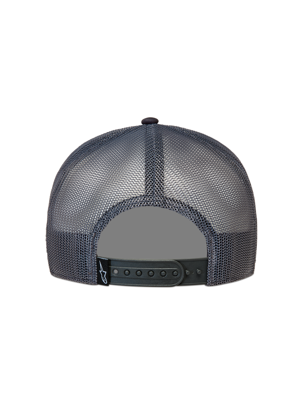 Alpinestars Ten Trucker cap, mørkegrå kasket med åndbart mesh, justerbar snapback og lille Astars-logo bagpå.