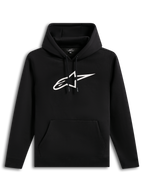 Alpinestars Ageless V3 Hoodie, sort hættetrøje i fleece med hvidt broderet logo og kængurulomme, afslappet sportstøj