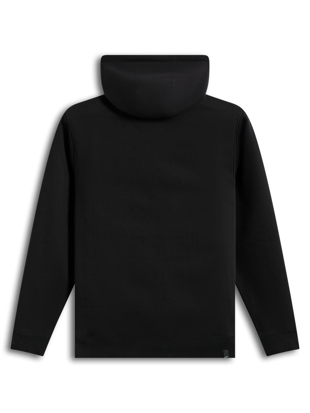 Alpinestars Ageless V3 Hoodie, sort fleecehættetrøje set bagfra med ribmanchetter og kant, klassisk sportstøj.